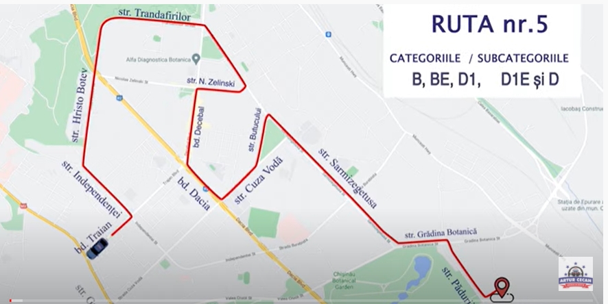 Ruta nr. 5 EXPRESS (Categoria B), după modificările din 2021.